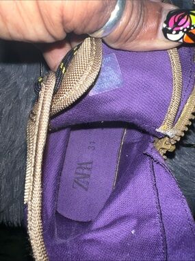Zara Purple Canvas Sneaker with Tan Trim